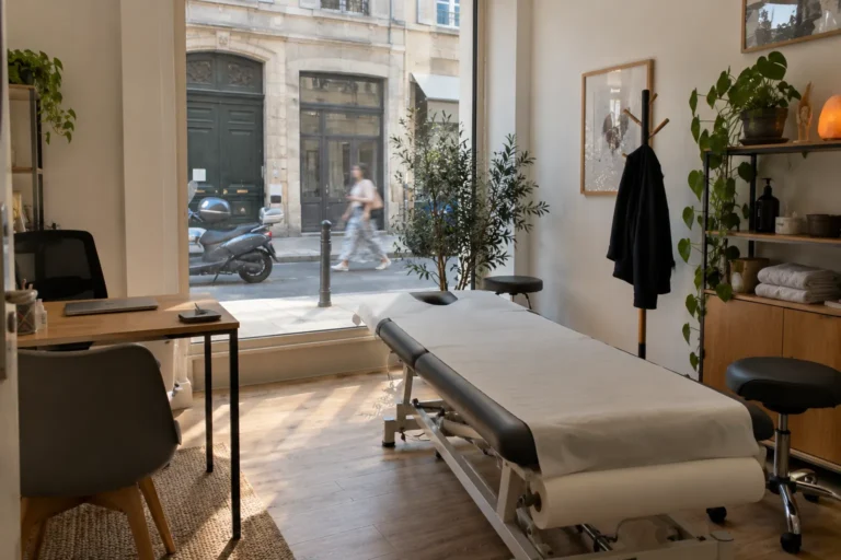 Cabinet de soins en rez-de-chaussée dont la vitrine donne directement sur la rue